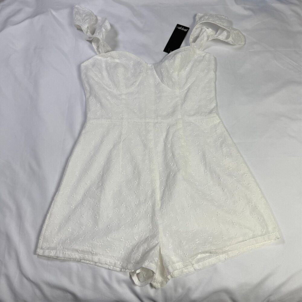 Nasty‎ Gal Broderie Strappy White Playsuit Bride Bachelorette Romper Womens 4